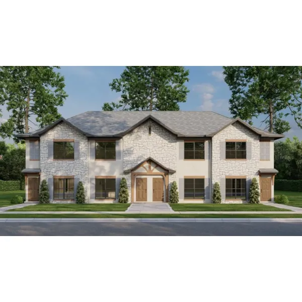 Front of Home - Brown Point Duplex Home 055D-0986 - Search House Plans and More