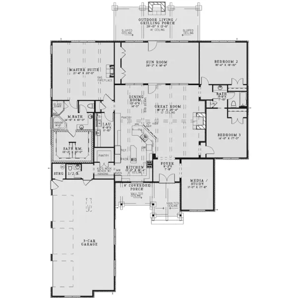 Ranch House Plan First Floor - Buck Creek Cove Craftsman Home 055D-0987 - Search House Plans and More