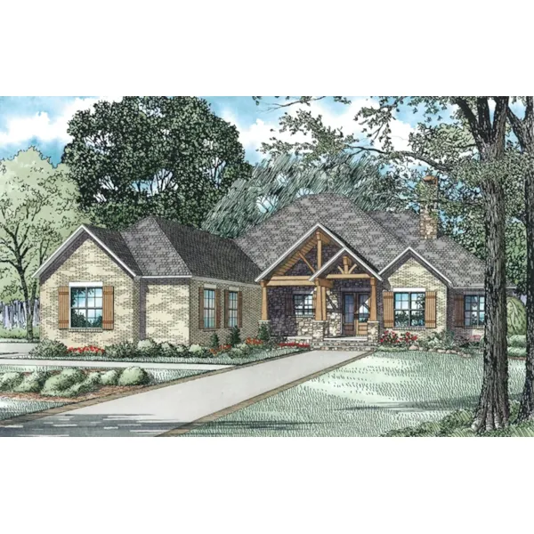 Ranch House Plan Front of Home - Buck Creek Cove Craftsman Home 055D-0987 - Search House Plans and More