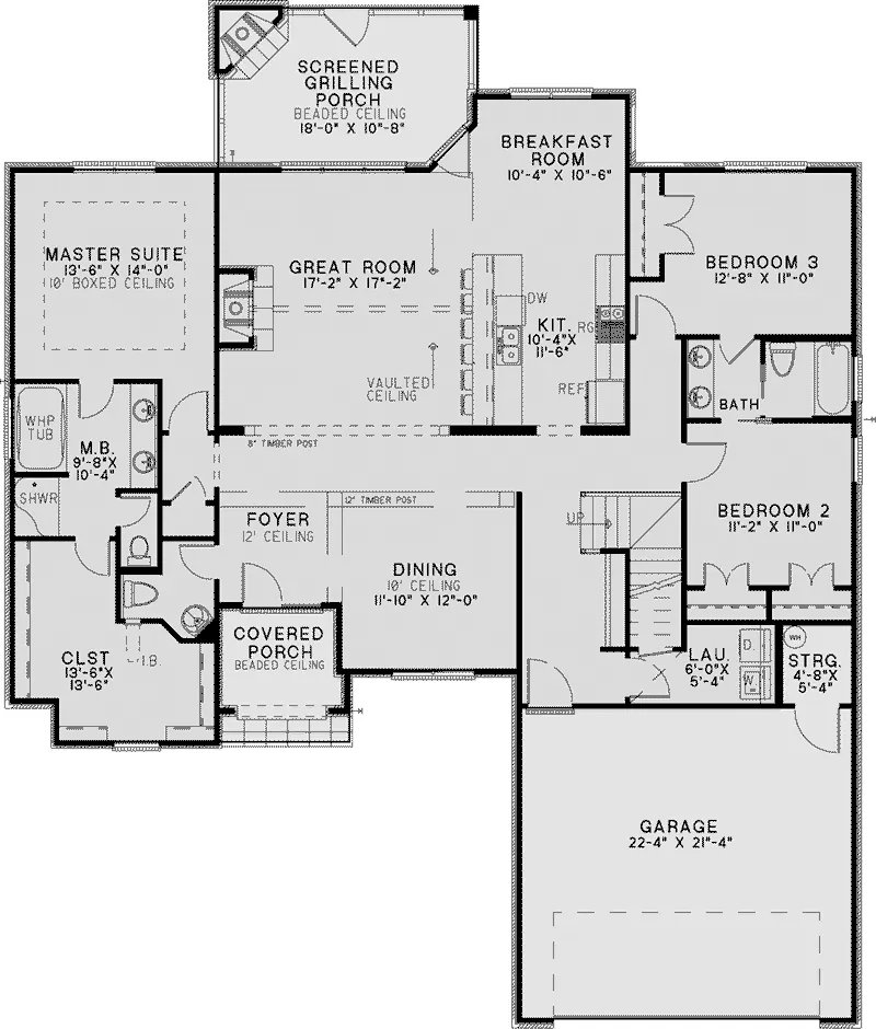 European House Plan First Floor - Cornell Cliff European Home 055D-0988 - Search House Plans and More