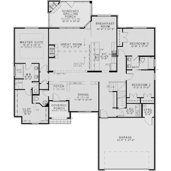 Ranch House Plan First Floor - Cornell Cliff European Home 055D-0988 - Search House Plans and More