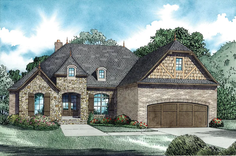 European House Plan Front Image - Cornell Cliff European Home 055D-0988 - Search House Plans and More
