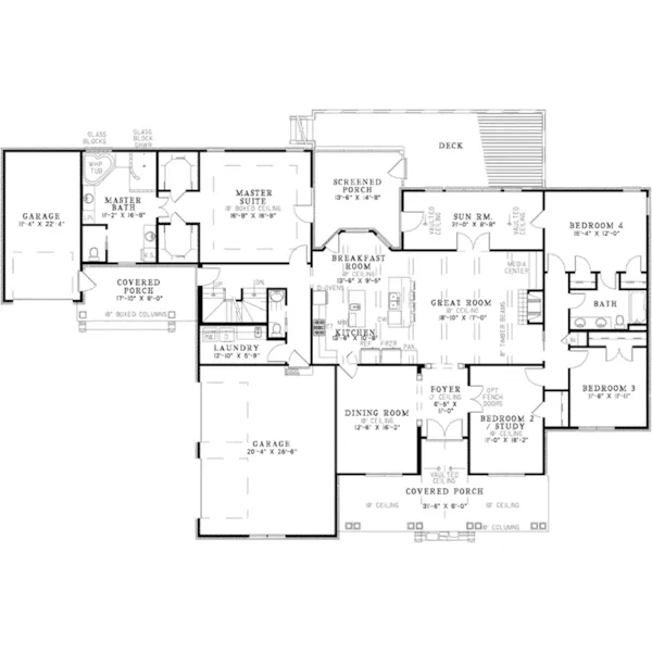 Country House Plan First Floor - Fesser Farm Traditional Home 055D-0989 - Search House Plans and More