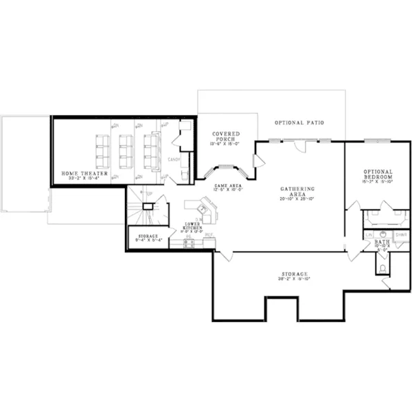 Country House Plan Lower Level Floor - Fesser Farm Traditional Home 055D-0989 - Search House Plans and More