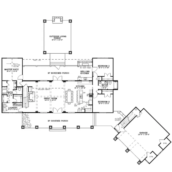 Farmhouse Plan First Floor - Casey Grove Craftsman Home 055D-0990 - Search House Plans and More