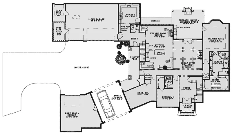 Southern House Plan First Floor - Parker Ridge Luxury Home 055D-0993 - Shop House Plans and More
