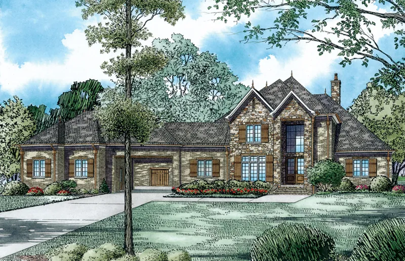 European House Plan Front of Home - Parker Ridge Luxury Home 055D-0993 - Shop House Plans and More