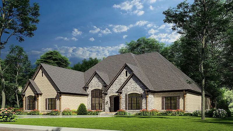 Country French House Plan Side View Photo 01 - Savanna Place Luxury Home 055D-0996 - Shop House Plans and More