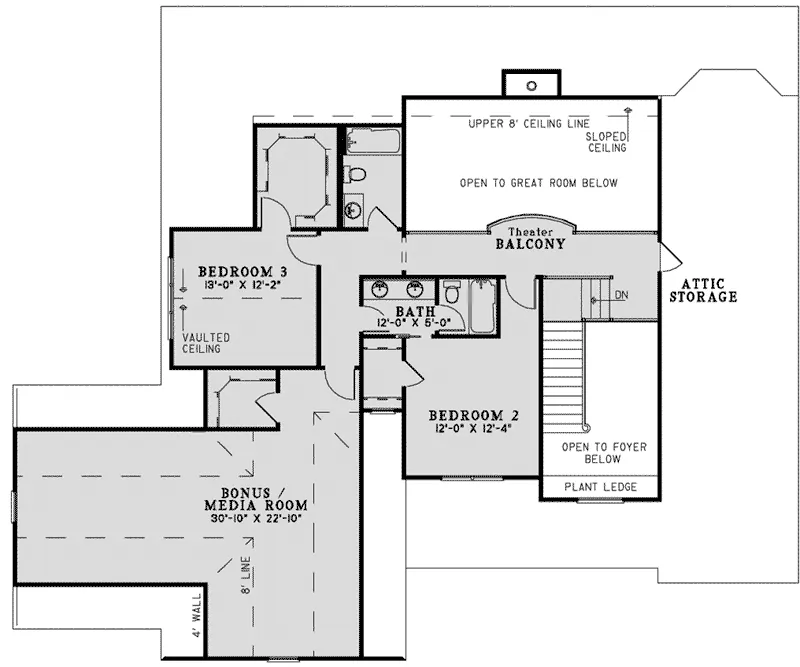 Southern House Plan Second Floor - Nicola Bay Traditional Home 055D-0999 - Shop House Plans and More