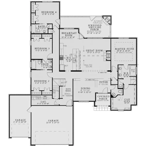 European House Plan First Floor - James Pond Rustic Tudor Home 055D-1001 - Search House Plans and More