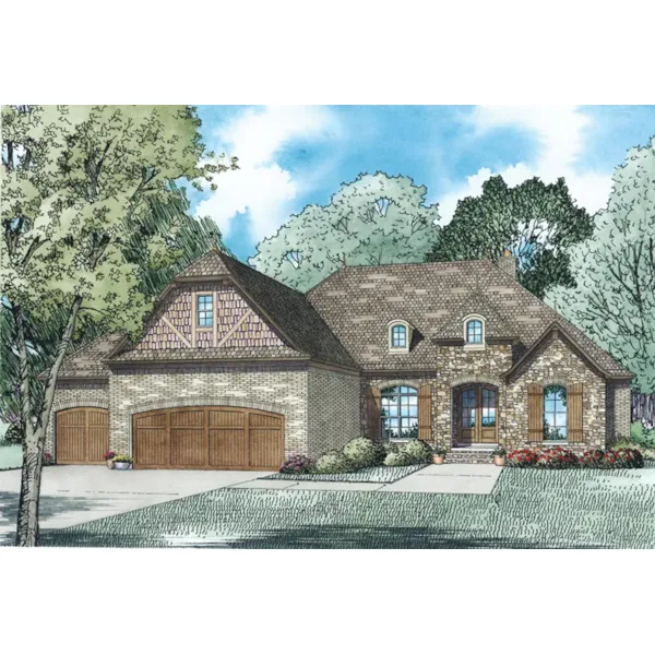 European House Plan Front of Home - James Pond Rustic Tudor Home 055D-1001 - Search House Plans and More