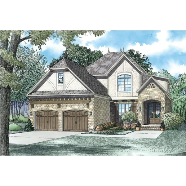 Country French House Plan Front of Home - Hulburt Bay Tudor Home 055D-1002 - Search House Plans and More