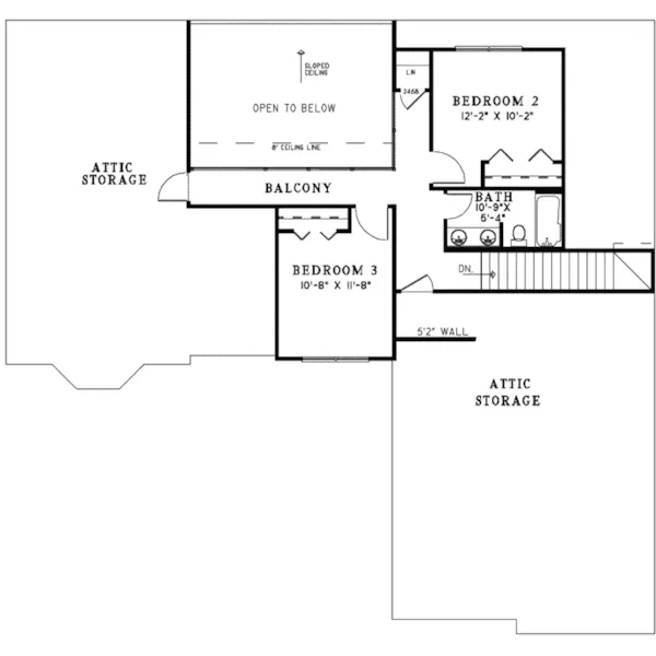 Bungalow House Plan Second Floor - Hartle Bluff Traditional Home 055D-1003 - Search House Plans and More