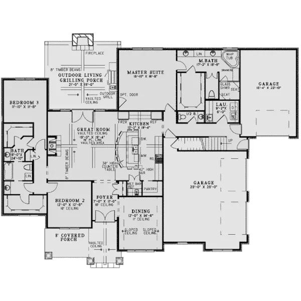 Ranch House Plan First Floor - Cheswick Hill Rustic Ranch Home 055D-1004 - Search House Plans and More