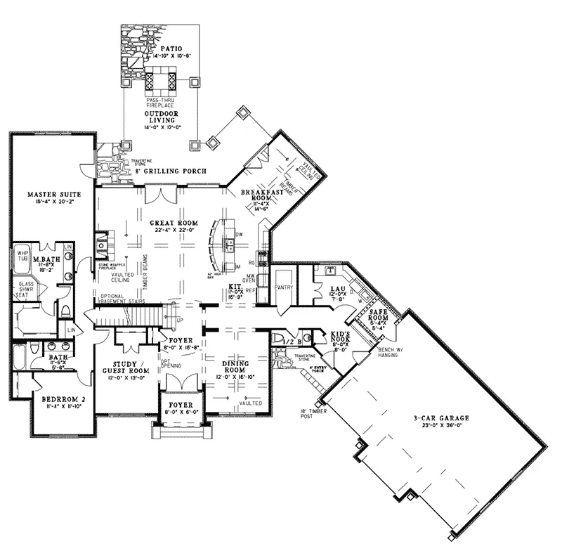 Rustic House Plan First Floor - Grandel Knoll Luxury Home 055D-1006 - Search House Plans and More
