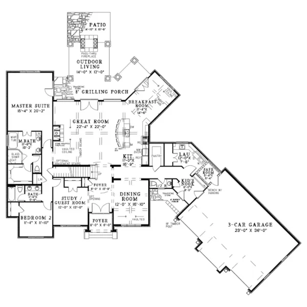 Southern House Plan First Floor - Grandel Knoll Luxury Home 055D-1006 - Search House Plans and More