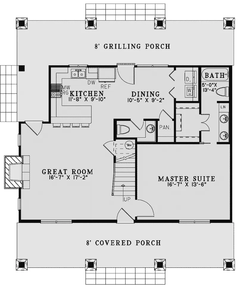 Lowcountry House Plan First Floor - Massie Creek Acadian Home 055D-1008 - Shop House Plans and More