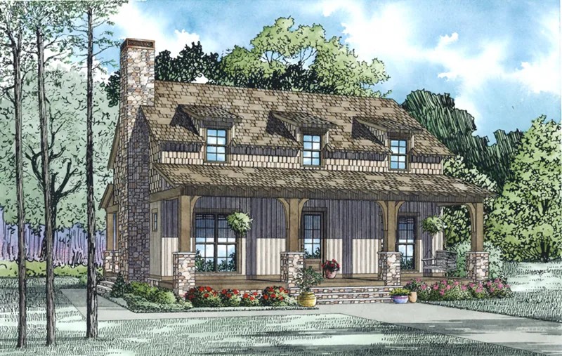 Lowcountry House Plan Front of Home - Massie Creek Acadian Home 055D-1008 - Shop House Plans and More