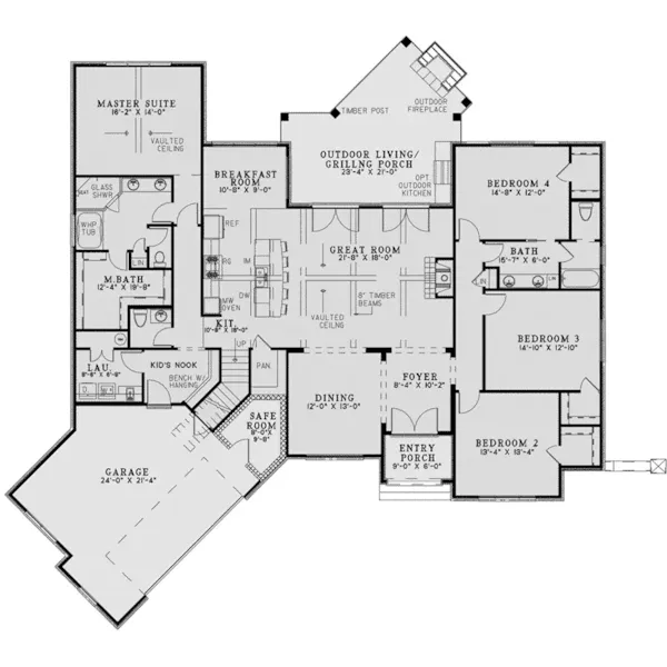 European House Plan First Floor - Penny Hollow Rustic Home 055D-1010 - Shop House Plans and More