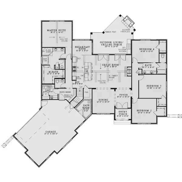 Country French House Plan First Floor - Peper Country Home 055D-1011 - Shop House Plans and More