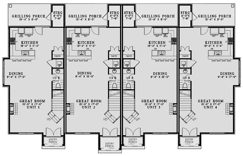 Traditional House Plan First Floor - Rock Harbor Multi-Family Home 055D-1012 - Shop House Plans and More