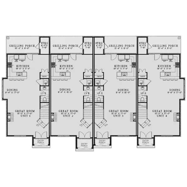 Country French House Plan First Floor - Rock Harbor Multi-Family Home 055D-1012 - Shop House Plans and More