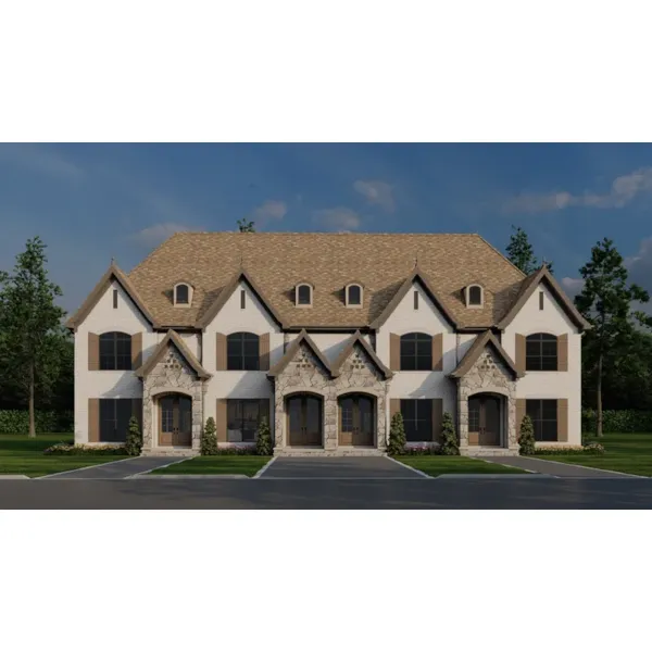 Country French House Plan Front of Home - Rock Harbor Multi-Family Home 055D-1012 - Shop House Plans and More