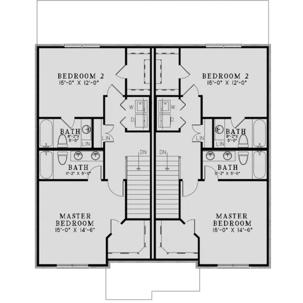 European House Plan Second Floor - Mockingbird Hill Duplex Home 055D-1013 - Shop House Plans and More