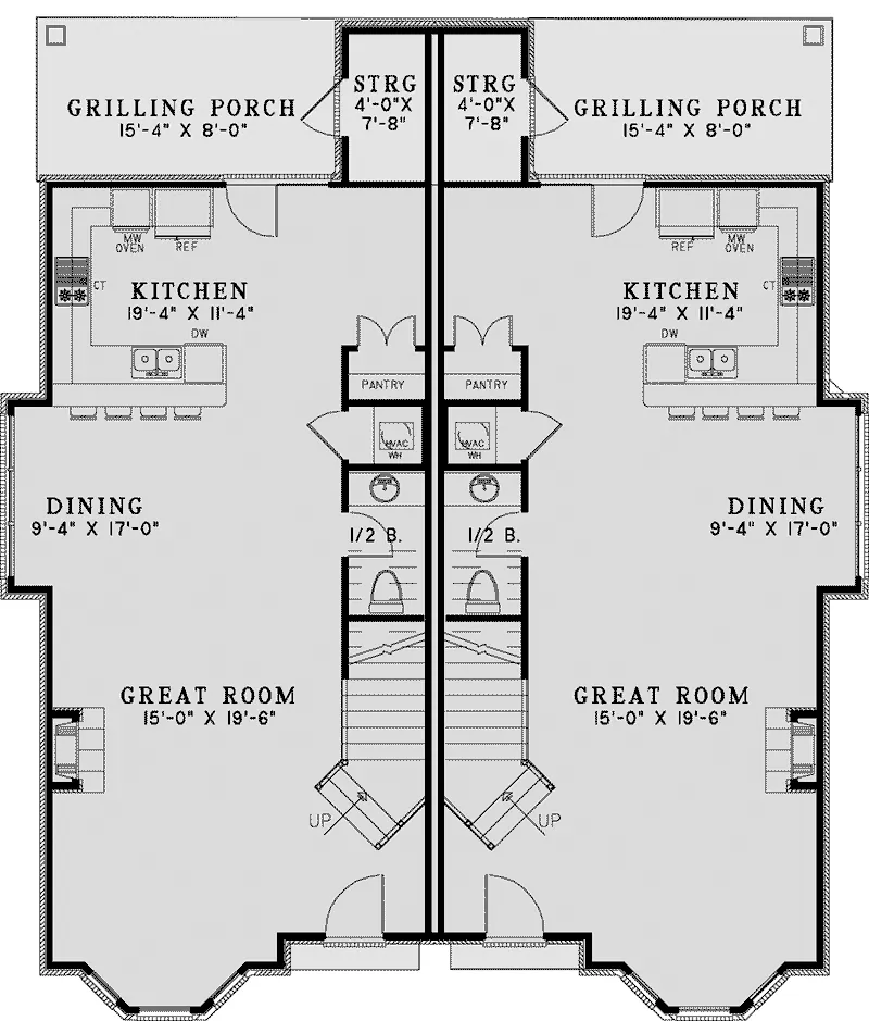 Country French House Plan First Floor - Osperey Way Duplex Home 055D-1014 - Shop House Plans and More