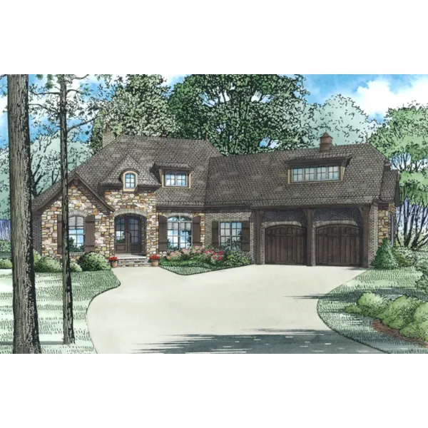 Ranch House Plan Front of Home - Rodgers Path European Home 055D-1016 - Shop House Plans and More