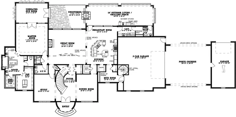 Luxury House Plan First Floor - Donatella Luxury Home 055D-1017 - Search House Plans and More