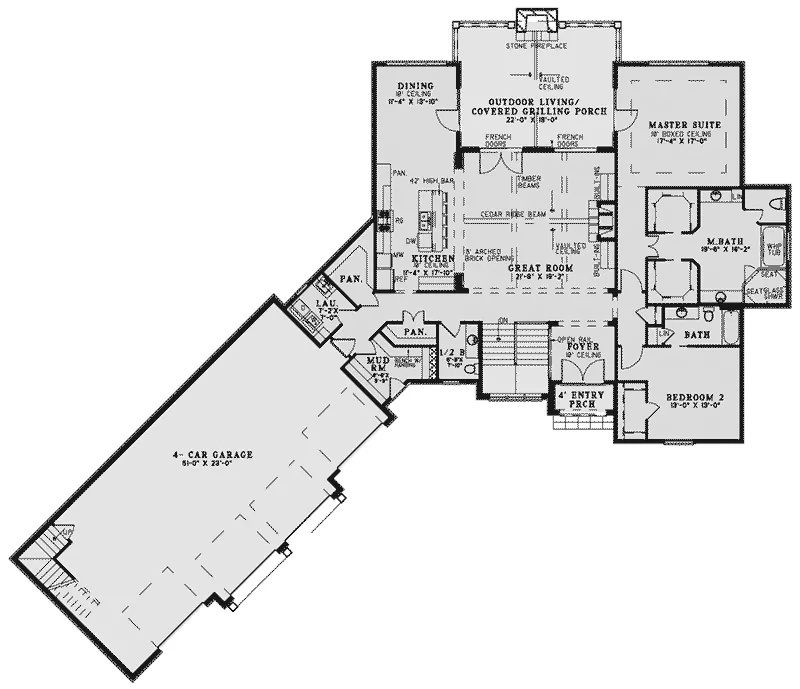 Luxury House Plan First Floor - Elgin Hill Rustic Ranch Home 055D-1018 - Search House Plans and More