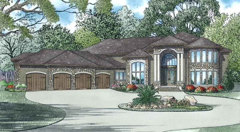 European House Plan Front Image - Daunte Luxury Home 055D-1020 - Search House Plans and More
