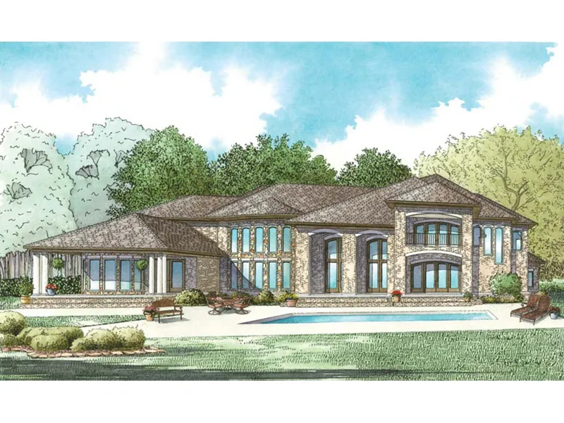 European House Plan Rear Photo 01 - Daunte Luxury Home 055D-1020 - Search House Plans and More