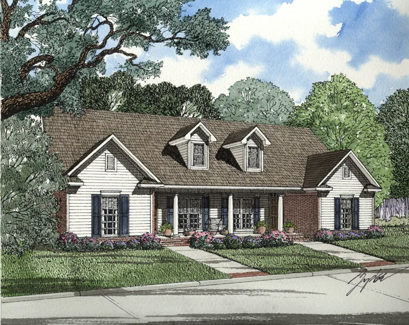 Country House Plan Front of Home - Geralynne Ranch Home 055D-1022 - Search House Plans and More
