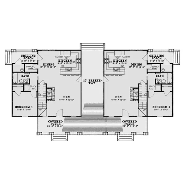 Ranch House Plan First Floor - Hamburg Trail Craftsman Home 055D-1023 - Search House Plans and More