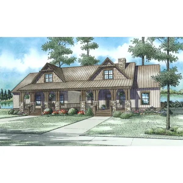 Ranch House Plan Front of Home - Hamburg Trail Craftsman Home 055D-1023 - Search House Plans and More