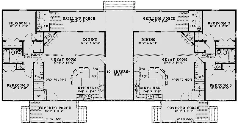 Beach & Coastal House Plan First Floor - Haycastle Duplex Home 055D-1025 - Search House Plans and More