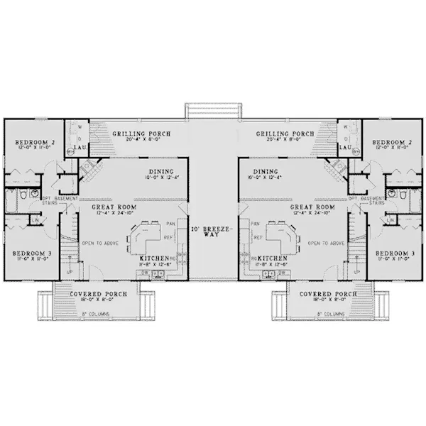 Waterfront House Plan First Floor - Haycastle Duplex Home 055D-1025 - Search House Plans and More