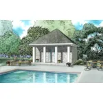 Building Plans Front of Home - Tilly Poolhouse 055D-1027 | House Plans and More