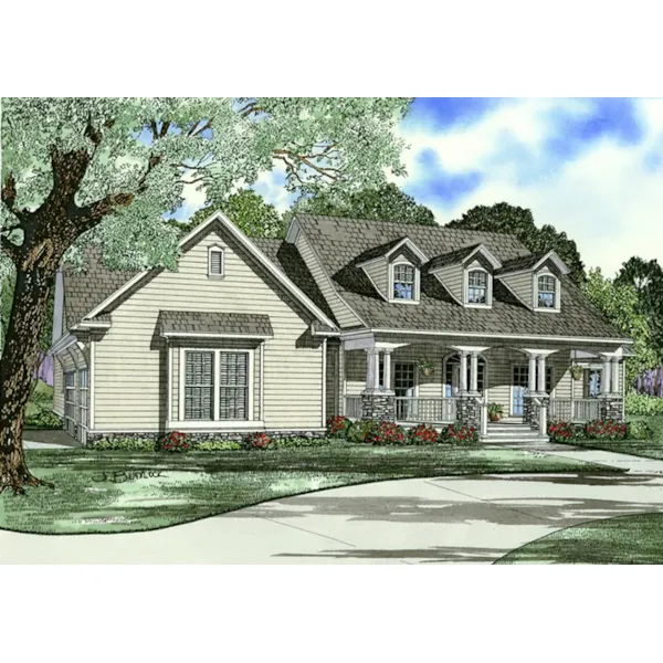 Southern House Plan Front of Home - Parker Lane Country Home 055D-1041 - Shop House Plans and More