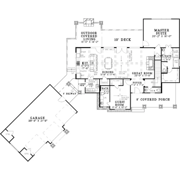 Bungalow House Plan First Floor - Shaner Pass Craftsman Home 055D-1044 - Shop House Plans and More