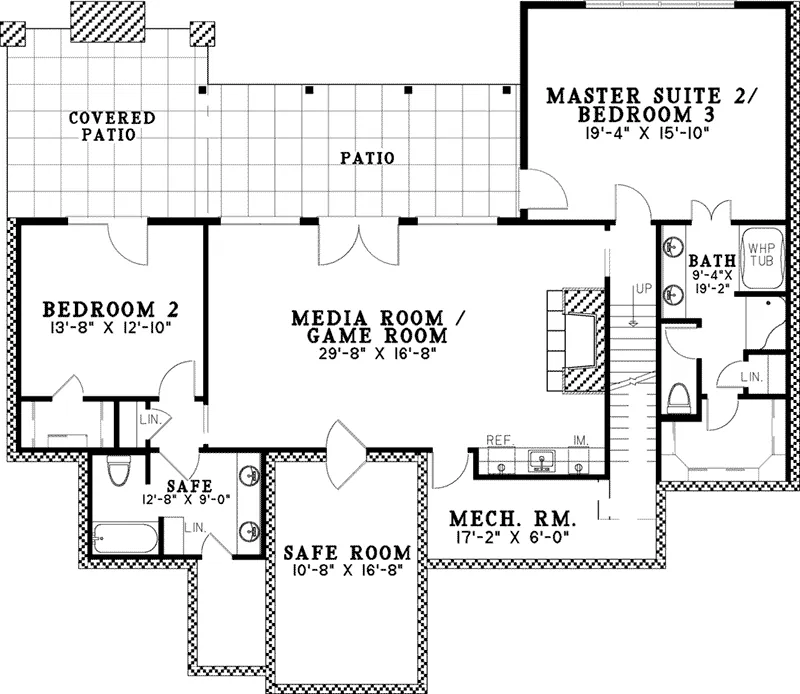 Lowcountry House Plan Lower Level Floor - Shaner Pass Craftsman Home 055D-1044 - Shop House Plans and More