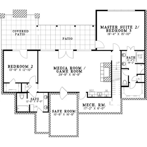 Bungalow House Plan Lower Level Floor - Shaner Pass Craftsman Home 055D-1044 - Shop House Plans and More