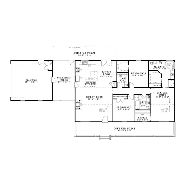 Southern House Plan First Floor - Silent Spring Country Home 055D-1045 - Shop House Plans and More