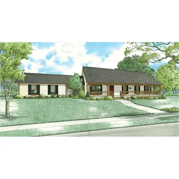 Southern House Plan Front of Home - Silent Spring Country Home 055D-1045 - Shop House Plans and More