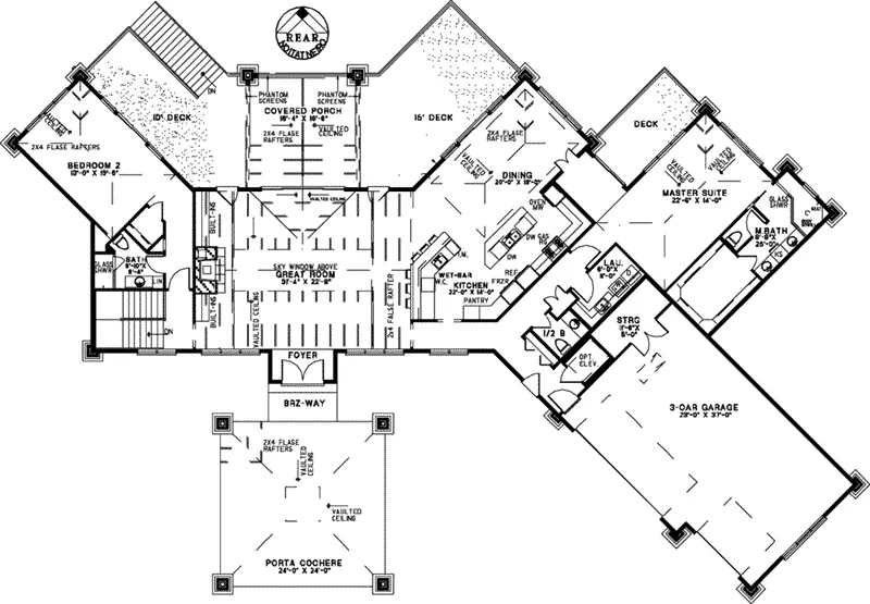 Lowcountry House Plan First Floor - Young Prairie Modern Home 055D-1048 - Shop House Plans and More