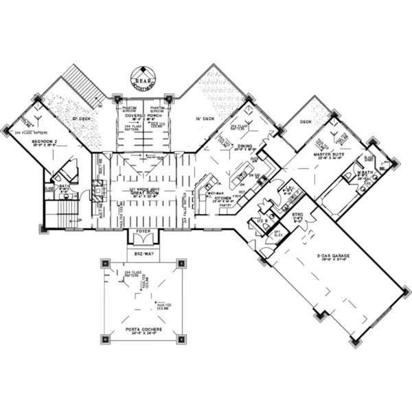 Contemporary House Plan First Floor - Young Prairie Modern Home 055D-1048 - Shop House Plans and More