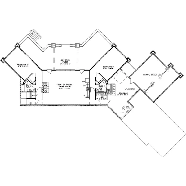 Contemporary House Plan Lower Level Floor - Young Prairie Modern Home 055D-1048 - Shop House Plans and More