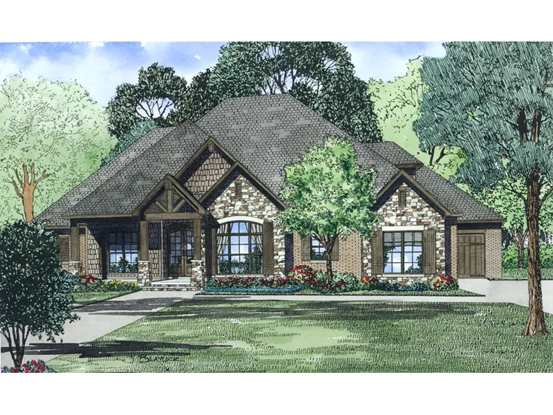 Arts & Crafts House Plan Front Image - Laurel Lake Ranch Home 055D-1049 - Shop House Plans and More